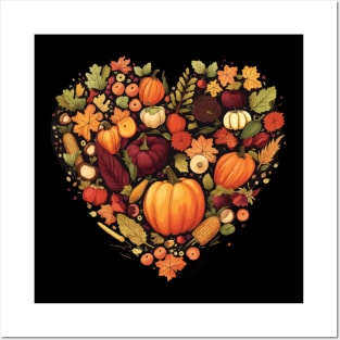 Thanksgiving Autumn Food  Fall Heart Posters and Art